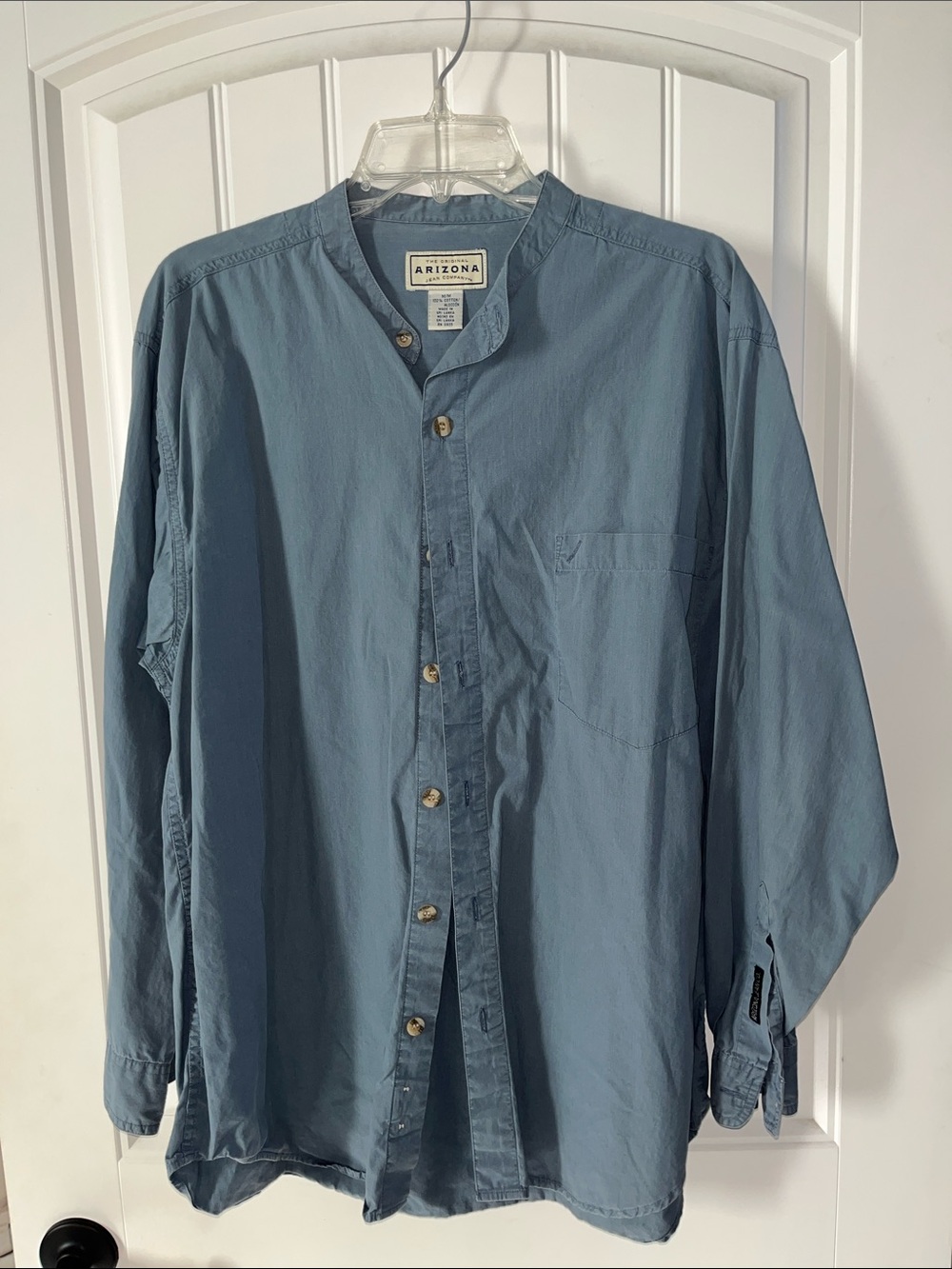 Arizona Jean Company Slate Blue Band-Collar Button-Down Shirt